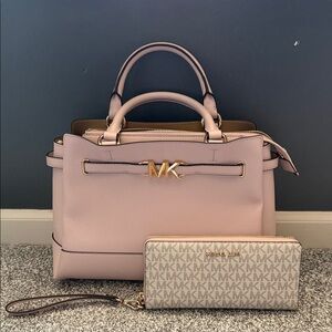 Michael Kors Blush Satchel and Monogram Wallet